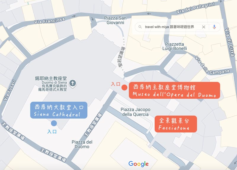 西恩納主教座堂博物館位置圖