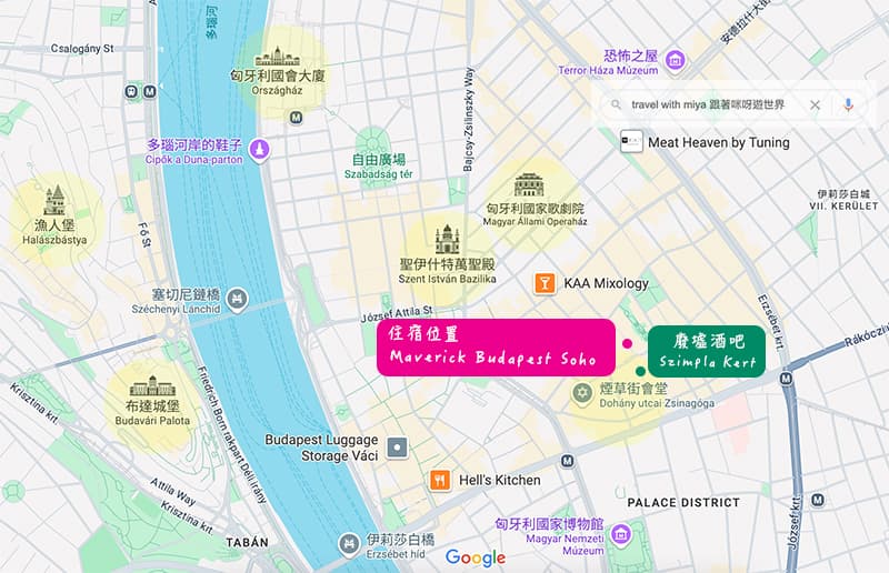 布達佩斯住宿青年旅館Maverick-Budapest-Soho 位置地圖