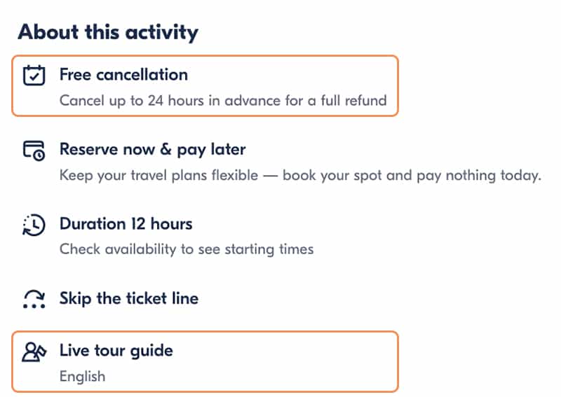GetYourGuide 網站-行程頁取消條款&真人導覽