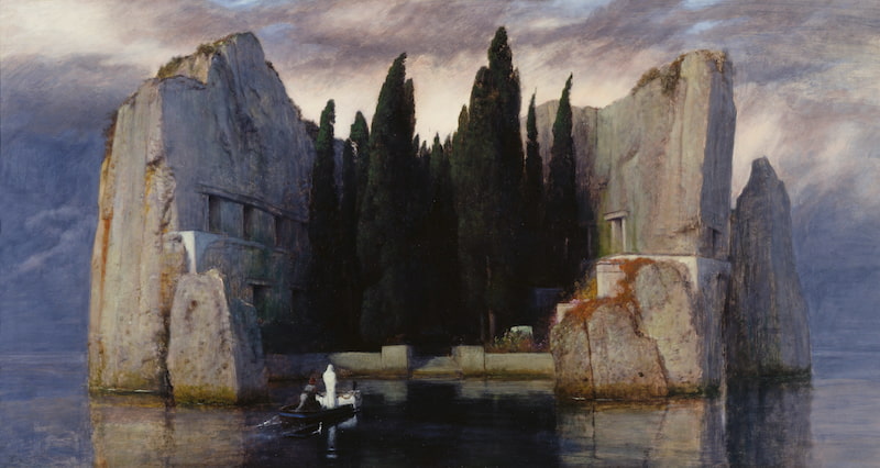 瑞士畫家 Arnold Böcklin 所創作的 《 La isla de los muertos 死亡之島 》,描繪寂靜、神秘的冥界景觀