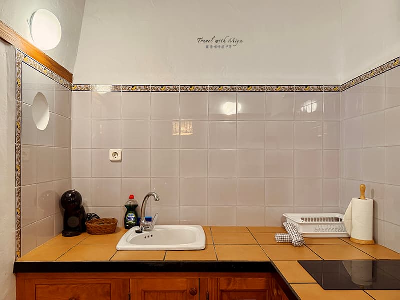 馬略卡島莊園住宿 Fangar Agroturismo - 房間 Bosque 廚房洗手台和咖啡機