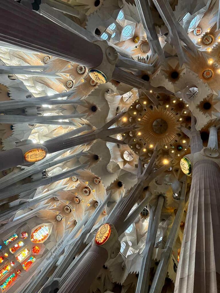 聖家堂教堂內部的柱子仰角