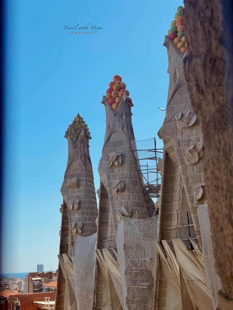 誕生立面登塔窗外的水果雕刻和藍天