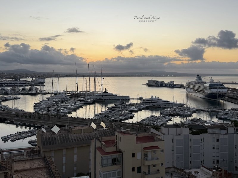 馬略卡島帕爾馬住宿 Catalonia Majórica 陽台黃昏港口景觀